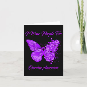 Butterfly I Wear Purple For Overdose Awareness  Card