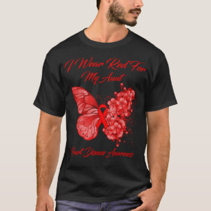 Butterfly I Wear Red For My Aunt Heart Disease Awa T-Shirt
