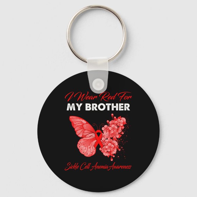 Butterfly I Wear Red For My Brother Sickle Cell An Keychain (Front)