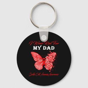 Butterfly I Wear Red For My Dad Sickle Cell Anemia Keychain