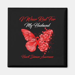 Butterfly I Wear Red For My Husband Heart Disease Magnet