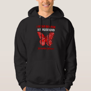 Butterfly I Wear Red For My Husband Hemophilia Awa Hoodie