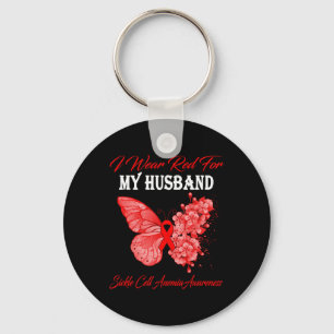 Butterfly I Wear Red For My Husband Sickle Cell An Keychain