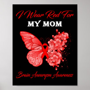Butterfly I Wear Red For My Mom Brain Aneurysm Awa Poster