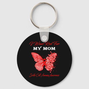 Butterfly I Wear Red For My Mom Sickle Cell Anemia Keychain
