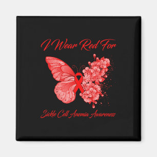 Butterfly I Wear Red For Sickle Cell Anemia Awaren Magnet