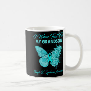 Butterfly I Wear Teal For My Grandson Fragile X Sy Coffee Mug