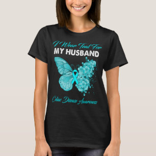 Butterfly I Wear Teal For My Husband Celiac Diseas T-Shirt