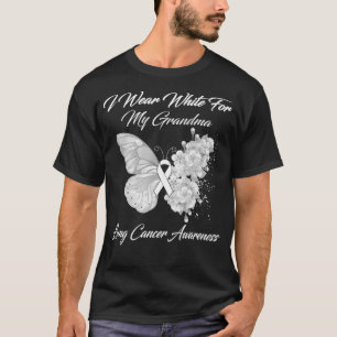 Butterfly I Wear White For My Grandma Lung Cancer T-Shirt