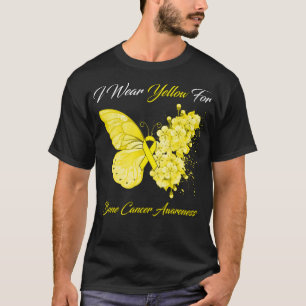 Butterfly I Wear Yellow For Bone Cancer Awareness T-Shirt