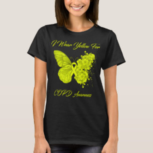 Butterfly I Wear Yellow For COPD Awareness T-Shirt