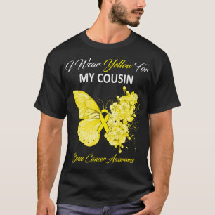 Butterfly I Wear Yellow For My Cousin Bone Cancer T-Shirt