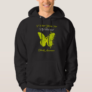Butterfly I Wear Yellow For My Husband Obesity Awa Hoodie
