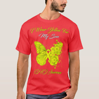 Butterfly I Wear Yellow For My Son ADHD Awareness  T-Shirt