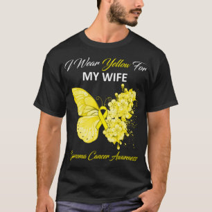 Butterfly I Wear Yellow For My Wife Sarcoma Cancer T-Shirt