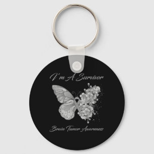 Butterfly Im A Survivor Brain Tumour Awareness Keychain