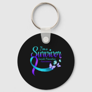 Butterfly Im A Survivor Suicide Prevention Awaren  Keychain