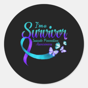 Butterfly Im A Survivor Suicide Prevention Awarene Classic Round Sticker