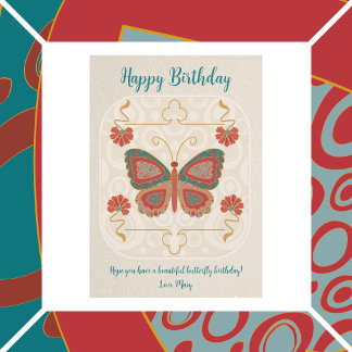 Butterfly in Abstract Cloisonne Thank You Card