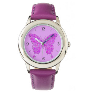 Butterfly in abstract pattern - lavender, purple watch