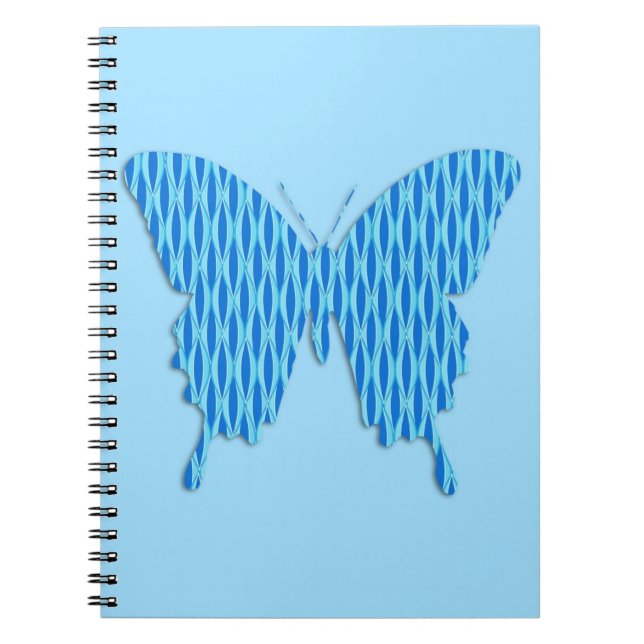 Butterfly in abstract print - shades of blue notebook (Front)