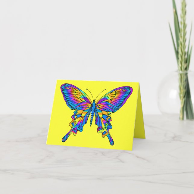 Butterfly in Beautiful Multi-Colour with Blue Card (Front)