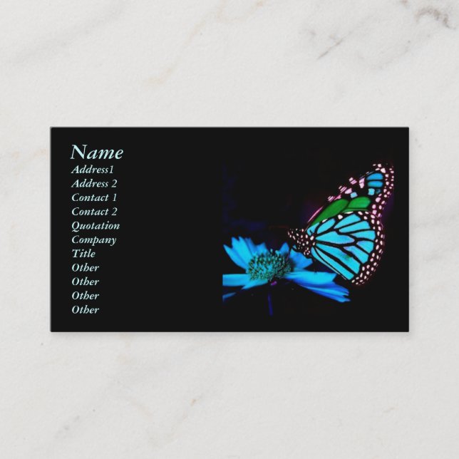 Butterfly in Blue Light Business Card (Front)