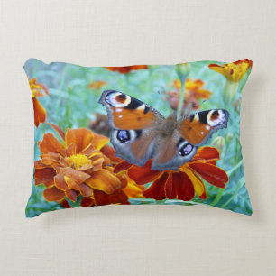 Butterfly In Colourful Garden Decorative Pillow