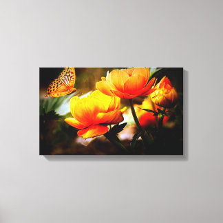 butterfly in flowers canvas print
