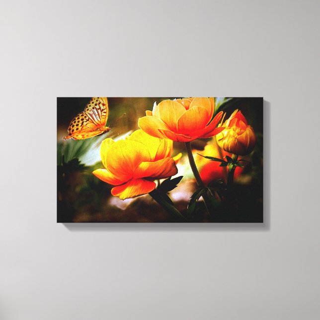 butterfly in flowers canvas print (Front)