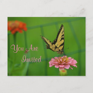 Butterfly In Garden Invitation Postcard