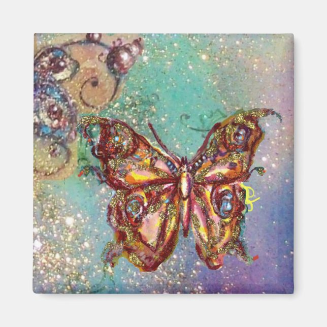 BUTTERFLY IN GOLD SPARKLES MAGNET (Front)