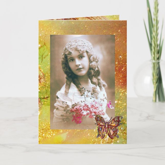 BUTTERFLY IN  GOLD SPARKLES  Photo Template (Front)