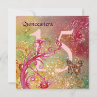 BUTTERFLY IN GOLD SPARKLES Quinceanera Birthday
