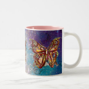 BUTTERFLY IN GOLD SPARKLES Two-Tone COFFEE MUG