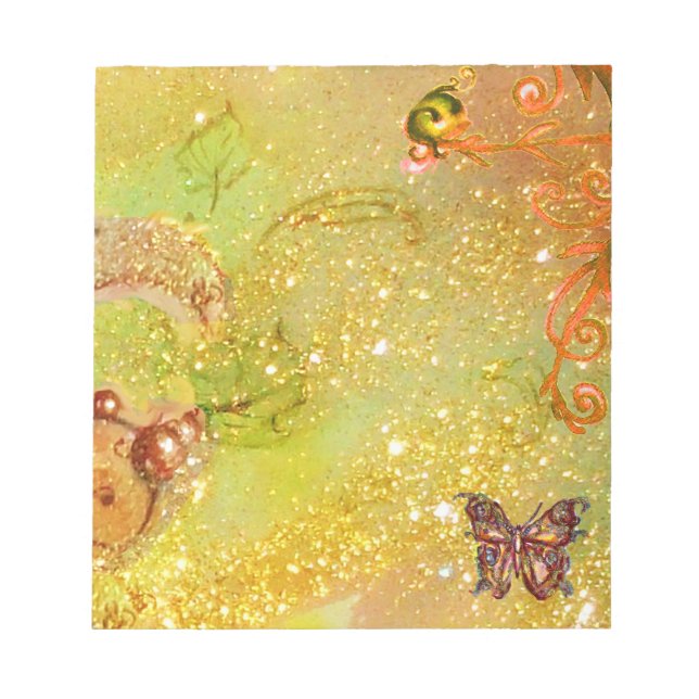 BUTTERFLY IN GOLD YELLOW SPARKLES NOTEPAD (Front)