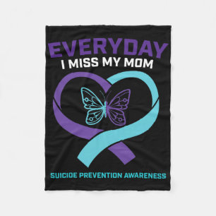 Butterfly In Loving Memory Mom Suicide Prevention  Fleece Blanket