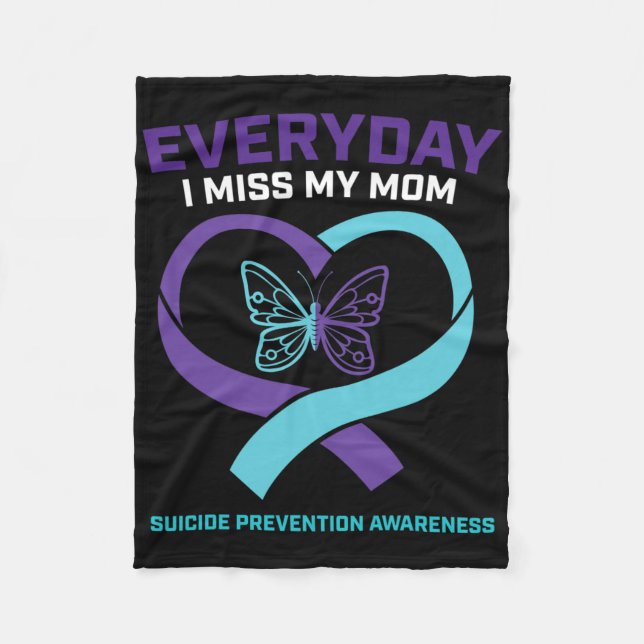 Butterfly In Loving Memory Mom Suicide Prevention  Fleece Blanket (Front)