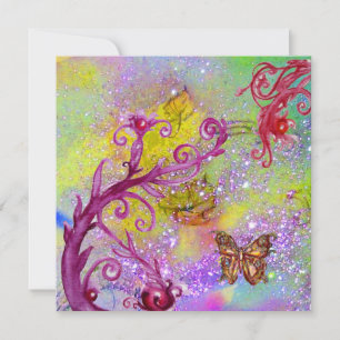 BUTTERFLY IN PURPLE SPARKLES Elegant Wedding Party Invitation