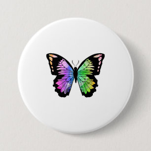 Butterfly in Rainbow Colours 3 Inch Round Button