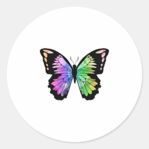 Butterfly in Rainbow Colours Classic Round Sticker