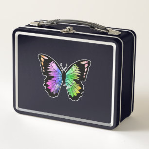 Butterfly in Rainbow Colours Metal Lunch Box