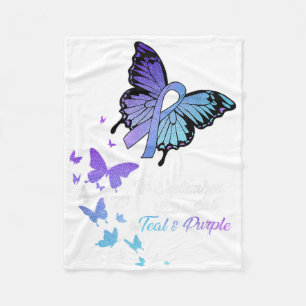 Butterfly In September Wear Teal Purple Suicide Pr Fleece Blanket