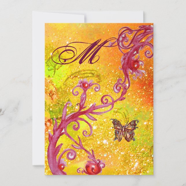BUTTERFLY IN SPARKLES 2 Elegant Wedding Monogram Invitation (Front)