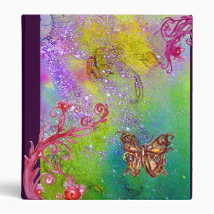 BUTTERFLY IN SPARKLES green pink purple violet Binder