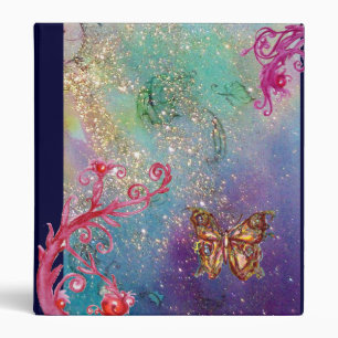 BUTTERFLY IN SPARKLES ,pink red blue green violet Binder
