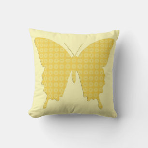 Butterfly in starburst print - golden yellow throw pillow