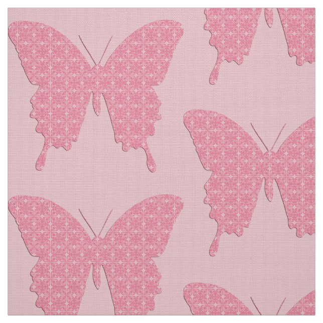 Butterfly in wallpaper print - light pink fabric (Swatch)