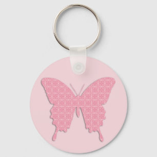 Butterfly in wallpaper print - light pink keychain