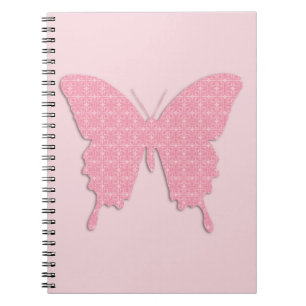 Butterfly in wallpaper print - light pink notebook